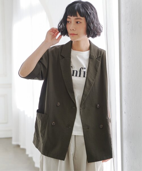 LBC(エルビーシー)の「リネンライクハーフスリーブジャケット(テーラードジャケット・レディース・カーキブラウン/ダークオリーブ・M)」の20枚目の写真