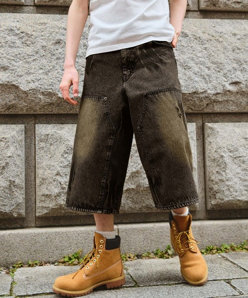 SWAGVIBE（スワッグバイブ）の「【SWAGVIBE】Vintage Make Double Knees Loose Fit Denim Shorts（デニムパンツ・メンズ・ブラック/インディゴブルー/ライトインディゴブルー・S/M/L）」の16枚目の写真