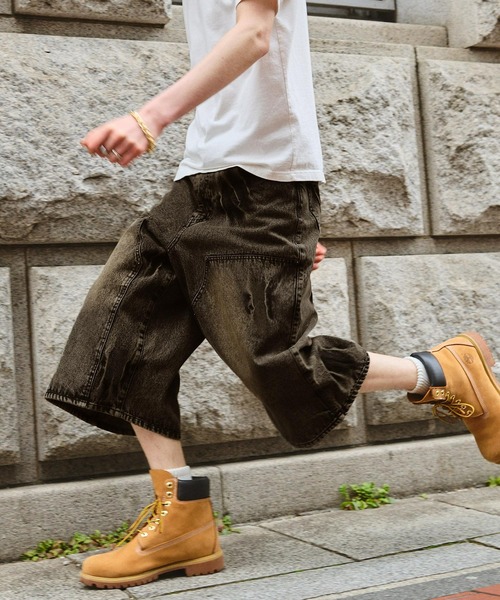 SWAGVIBE（スワッグバイブ）の「【SWAGVIBE】Vintage Make Double Knees Loose Fit Denim Shorts（デニムパンツ・メンズ・ブラック/インディゴブルー/ライトインディゴブルー・S/M/L）」の18枚目の写真