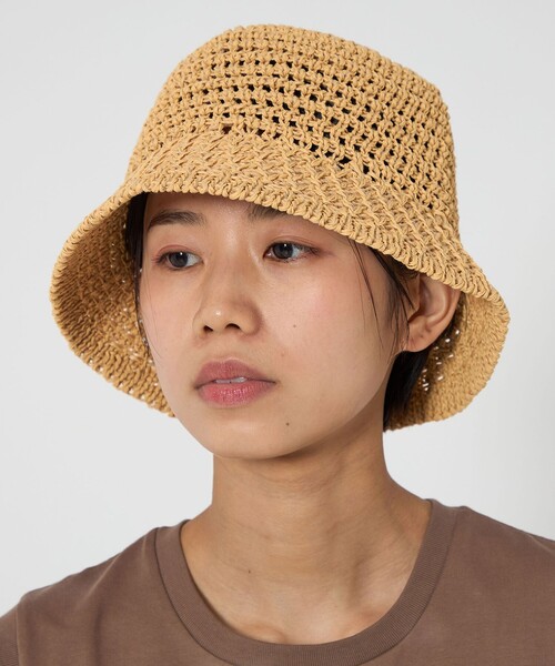 CITEN（シテン）の「＜CITEN＞アミコミバケットハット（ハット・レディース・ベージュ/ブラック・FREE）」の3枚目の写真