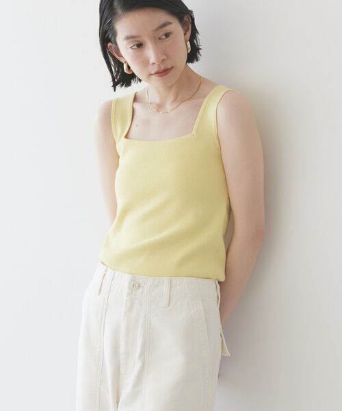 AMERICAN HOLIC（アメリカンホリック）の「総針スクエアタンクトップ（タンクトップ・レディース・アイボリー/ブラック/レモンイエロー/パープル・L/M）」の5枚目の写真