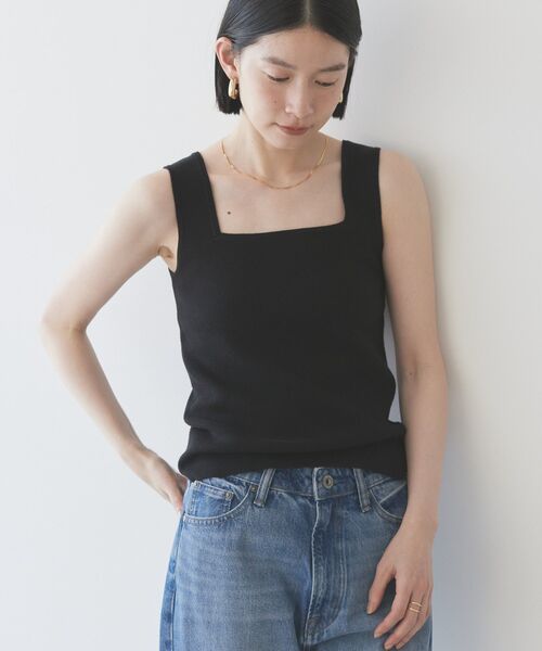AMERICAN HOLIC（アメリカンホリック）の「総針スクエアタンクトップ（タンクトップ・レディース・アイボリー/ブラック/レモンイエロー/パープル・L/M）」の10枚目の写真