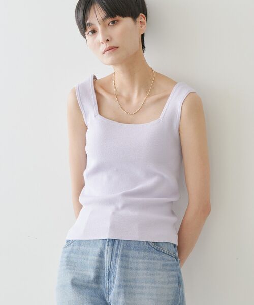 AMERICAN HOLIC（アメリカンホリック）の「総針スクエアタンクトップ（タンクトップ・レディース・アイボリー/ブラック/レモンイエロー/パープル・L/M）」の17枚目の写真