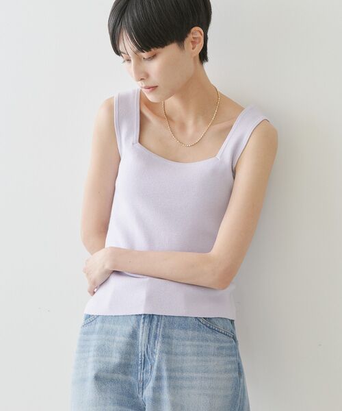 AMERICAN HOLIC（アメリカンホリック）の「総針スクエアタンクトップ（タンクトップ・レディース・アイボリー/ブラック/レモンイエロー/パープル・L/M）」の18枚目の写真