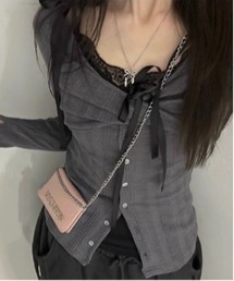 gossip！ロサンゼルス | Y2K レースネックキャミ&2WAYボタンカーディガンSET(Tシャツ/カットソー)