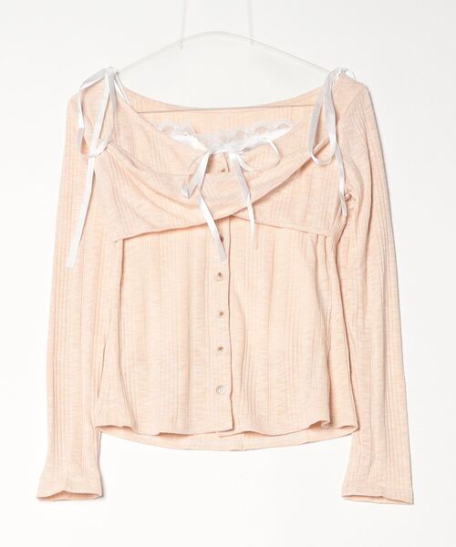 gossip！ロサンゼルス（ゴシップロサンゼルス）の「Y2K レースネックキャミ&2WAYボタンカーディガンSET（Tシャツ/カットソー・レディース・ブラック/グレー/ピンク・FREE）」の20枚目の写真