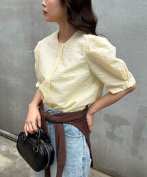 【WEB限定カラーあり】コットンリップルハート刺繍ブラウス