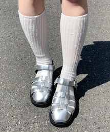 フェイクレザー グルカサンダル プラットフォームソール ストラップあり