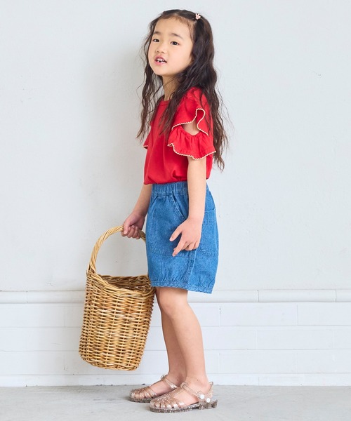 MARKEY'S(マーキーズ)の「デニムホットパンツ(デニムパンツ・キッズ・ライトブルー/ブラック・90/100/110/120/80/130/140/150)」の7枚目の写真