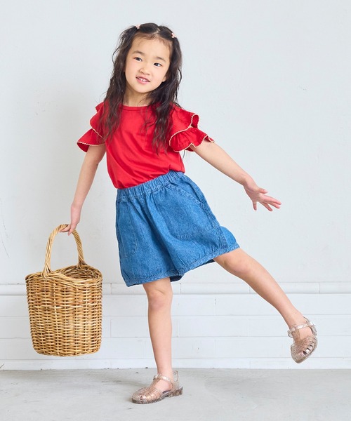 MARKEY'S(マーキーズ)の「デニムホットパンツ(デニムパンツ・キッズ・ライトブルー/ブラック・90/100/110/120/80/130/140/150)」の8枚目の写真