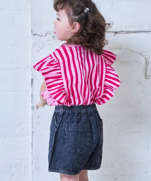 MARKEY'S(マーキーズ)の「デニムホットパンツ(デニムパンツ・キッズ・ライトブルー/ブラック・90/100/110/120/80/130/140/150)」の5枚目の写真