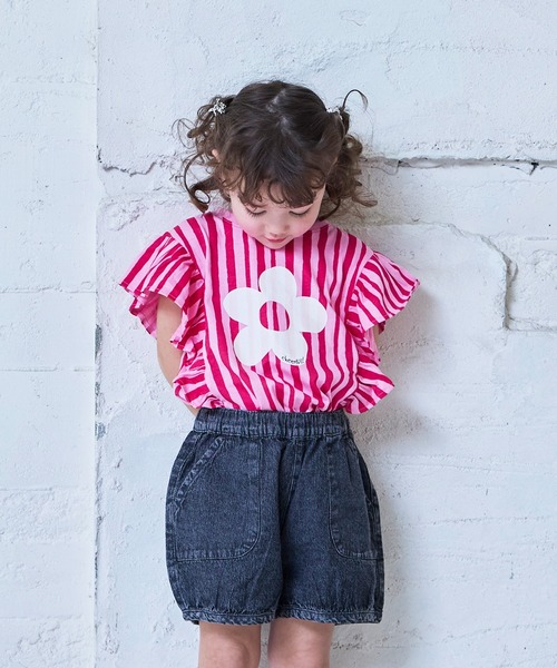 MARKEY'S(マーキーズ)の「デニムホットパンツ(デニムパンツ・キッズ・ライトブルー/ブラック・90/100/110/120/80/130/140/150)」の6枚目の写真