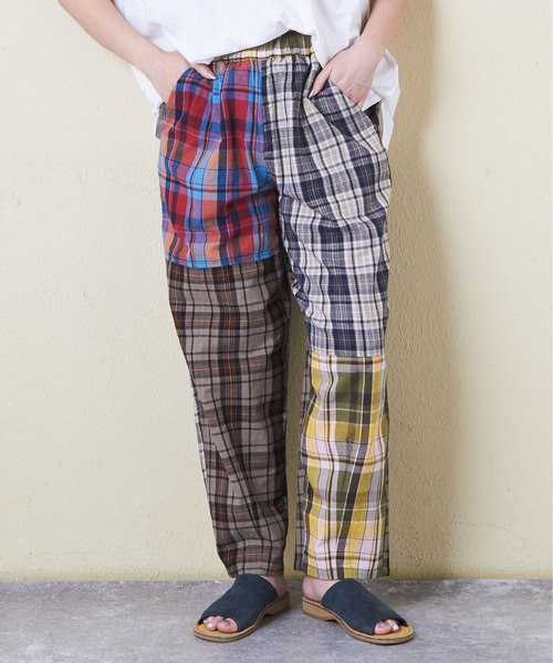 CUBE SUGAR(キューブシュガー)の「チェック柄裾ダーツイージーコクーンパンツ(その他パンツ・レディース・スミクロ/ネイビー/レッド/カーキ/マルチ・M)」の1枚目の写真