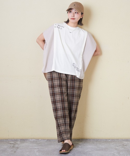 CUBE SUGAR(キューブシュガー)の「チェック柄裾ダーツイージーコクーンパンツ(その他パンツ・レディース・スミクロ/ネイビー/レッド/カーキ/マルチ・M)」の7枚目の写真