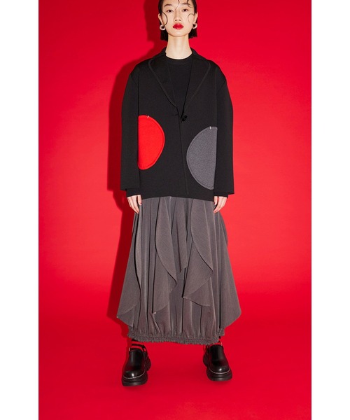 ONMO CIRCLE LAYERED DOCKING スカート　ブラック OMMO（オーエムエムオー）の「CIRCLE LAYERED DOCKING SK（スカート