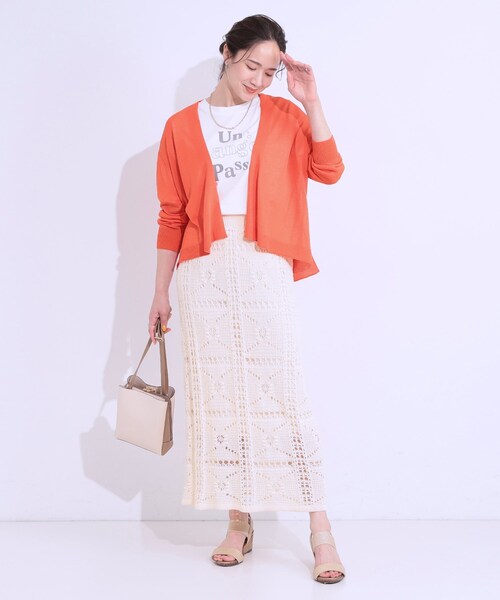 DRESKIP（ドレスキップ）の「【洗える】ひんやりさらっと 大人のシアーカーディガン（カーディガン/ボレロ・レディース・ブラック/ブルー/オレンジ/ライトベージュ/オフホワイト/ライトグレー・01/02/03）」の13枚目の写真