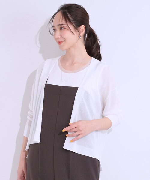 DRESKIP（ドレスキップ）の「【洗える】ひんやりさらっと 大人のシアーカーディガン（カーディガン/ボレロ・レディース・ブラック/ブルー/オレンジ/ライトベージュ/オフホワイト/ライトグレー・01/02/03）」の15枚目の写真