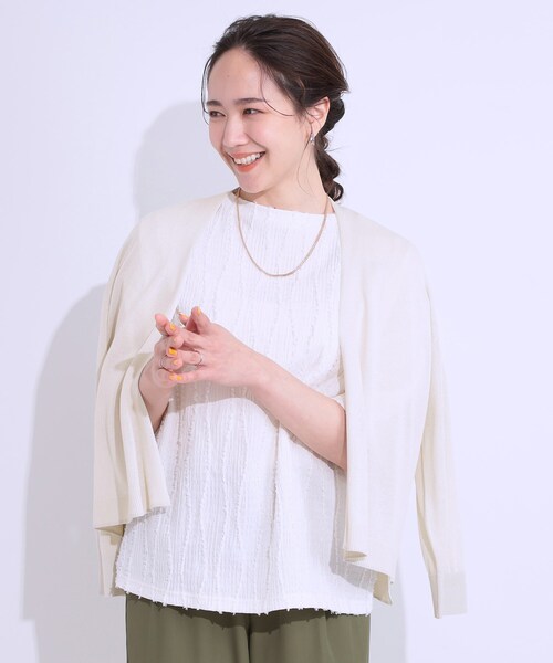 DRESKIP（ドレスキップ）の「【洗える】ひんやりさらっと 大人のシアーカーディガン（カーディガン/ボレロ・レディース・ブラック/ブルー/オレンジ/ライトベージュ/オフホワイト/ライトグレー・01/02/03）」の19枚目の写真