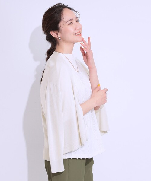 DRESKIP（ドレスキップ）の「【洗える】ひんやりさらっと 大人のシアーカーディガン（カーディガン/ボレロ・レディース・ブラック/ブルー/オレンジ/ライトベージュ/オフホワイト/ライトグレー・01/02/03）」の20枚目の写真