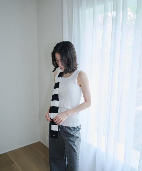 Smyeon（スミョン）の「Scarf knit tanktop/スカーフ付きニット