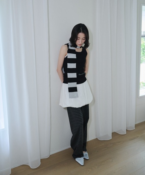 Smyeon（スミョン）の「Scarf knit tanktop/スカーフ付きニット