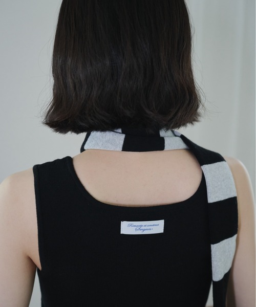 Smyeon（スミョン）の「Scarf knit tanktop/スカーフ付きニットタンクトップ（タンクトップ・レディース・ホワイト/グレー/ブラック・FREE）」の22枚目の写真