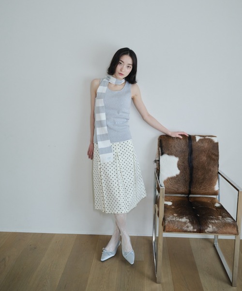 タンクトップ ノースリーブ Scarf knit tanktop/スカーフ付きニットタンクトップ レディース Smyeon タンクトップ ノースリーブ Scarf knit tanktop/スカーフ