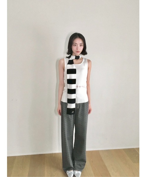 タンクトップ ノースリーブ Scarf knit tanktop/スカーフ付きニットタンクトップ レディース Scarf knit tanktop/スカーフ付きニットタンクトップ（タンク