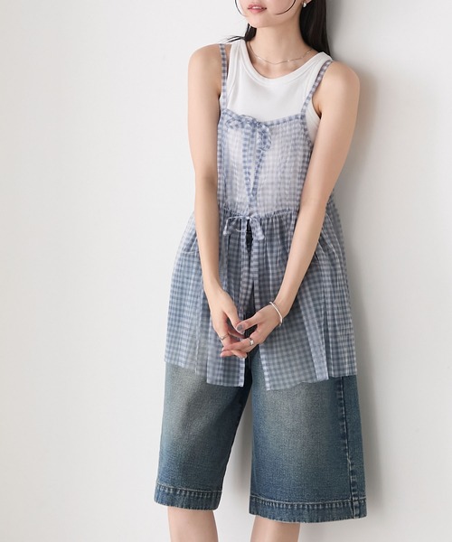 forksy.(フォルクシー)の「【forksy.】アソート シアーチュールキャミ ミニワンピース(キャミソール・レディース・アイボリー/ホワイト/ブルーグレー・FREE)」の3枚目の写真
