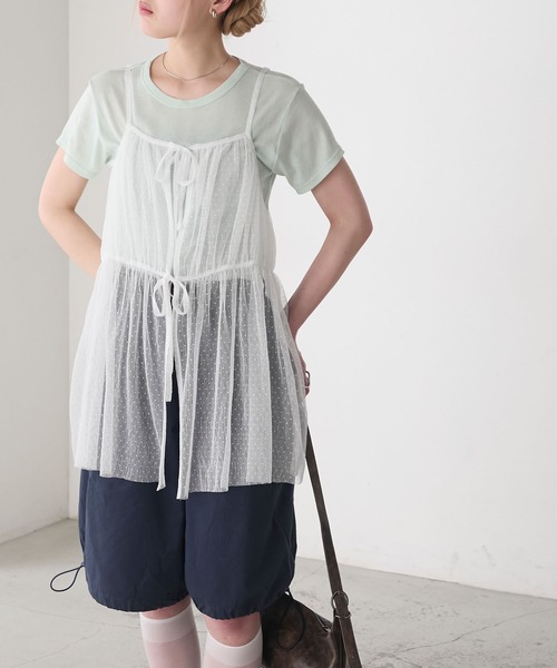 forksy.(フォルクシー)の「【forksy.】アソート シアーチュールキャミ ミニワンピース(キャミソール・レディース・アイボリー/ホワイト/ブルーグレー・FREE)」の7枚目の写真
