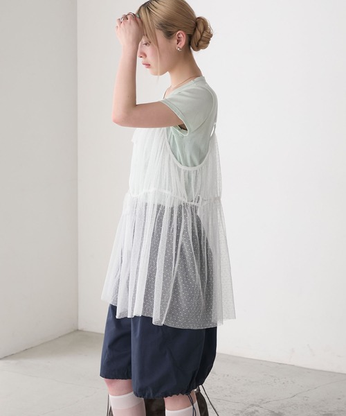 forksy.(フォルクシー)の「【forksy.】アソート シアーチュールキャミ ミニワンピース(キャミソール・レディース・アイボリー/ホワイト/ブルーグレー・FREE)」の9枚目の写真