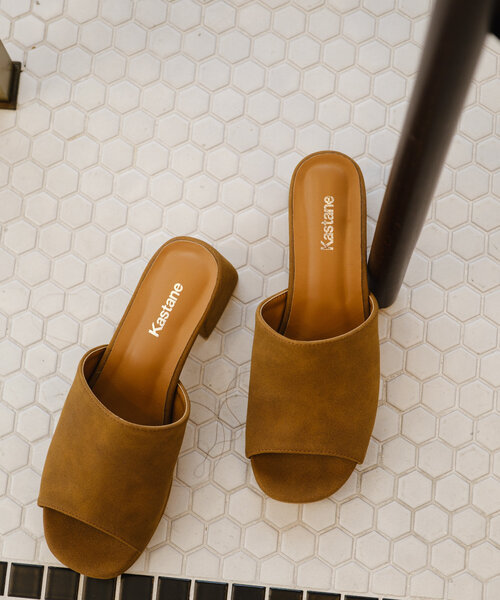 Kastane（カスタネ）の「*【スウェード&PUレザー】ラウンドミュールサンダル（サンダル・レディース・グリーン系その他/ブラック/ベージュ・38/36/37）」の13枚目の写真