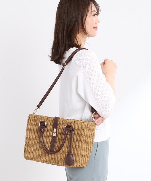 Reflect(リフレクト)の「【夏SALE/しっかり収納/ショルダー付き】雑材バッグ(トートバッグ・レディース・ブラック/キャメル・00)」の8枚目の写真