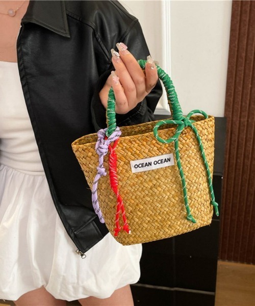 SELF-PORTRAIT ミニ ラタントートバッグ Rattan Mini Bow Bag – self-portrait-US