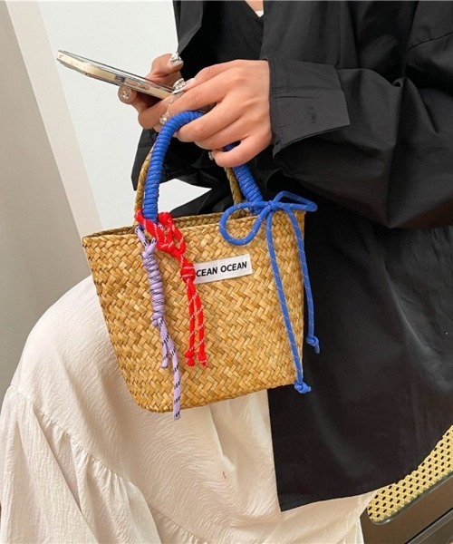 SELF-PORTRAIT ミニ ラタントートバッグ Rattan Mini Bow Bag – self-portrait-US