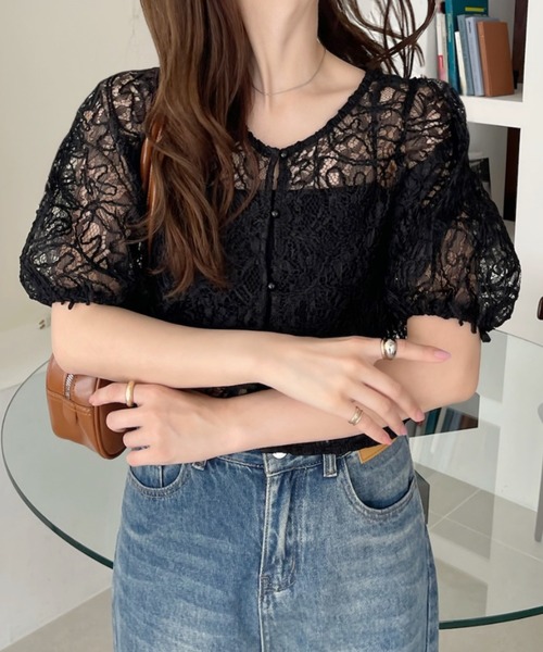 Ada.(エイダ)の「コードレース ノーカラー ボリュームスリーブ ブラウス(シャツ/ブラウス・レディース・オフホワイト/ブラック/ベージュ/ブラック系その他/ホワイト系その他・M)」の9枚目の写真