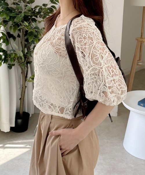 Ada.(エイダ)の「コードレース ノーカラー ボリュームスリーブ ブラウス(シャツ/ブラウス・レディース・オフホワイト/ブラック/ベージュ/ブラック系その他/ホワイト系その他・M)」の20枚目の写真