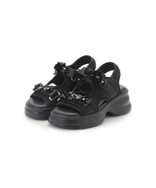 LILY BROWN（リリーブラウン）の「[L.B CANDY STOCKビジュー付きスニーカーソールサンダル（サンダル・レディース・ブラック/ホワイト・SMALL/MEDIUM/LARGE）」の15枚目の写真