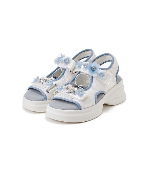 LILY BROWN（リリーブラウン）の「[L.B CANDY STOCKビジュー付きスニーカーソールサンダル（サンダル・レディース・ブラック/ホワイト・SMALL/MEDIUM/LARGE）」の16枚目の写真