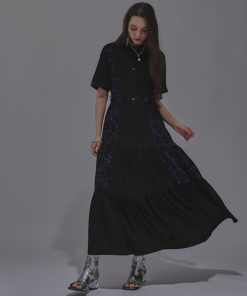 Ado × HARE(アド × ハレ) レースハイショクワンピース ブラック Ado × HARE(アド × ハレ) Lace color scheme dress レースハイ