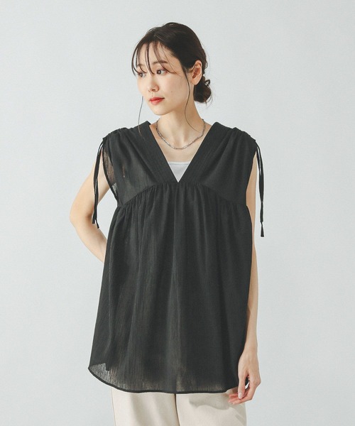 GLOBAL WORK（グローバルワーク）の「エアリーリラックスギャザーブラウス/325956（シャツ/ブラウス・レディース・ブラック/オフホワイト/テラコッタ/マスタード/ラベンダー/ダークブラウン・MEDIUM/LARGE）」の20枚目の写真