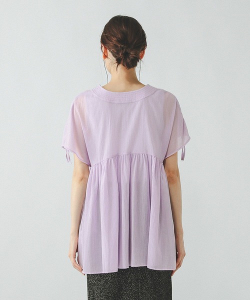 GLOBAL WORK（グローバルワーク）の「エアリーリラックスギャザーブラウス/325956（シャツ/ブラウス・レディース・ブラック/オフホワイト/テラコッタ/マスタード/ラベンダー/ダークブラウン・MEDIUM/LARGE）」の11枚目の写真