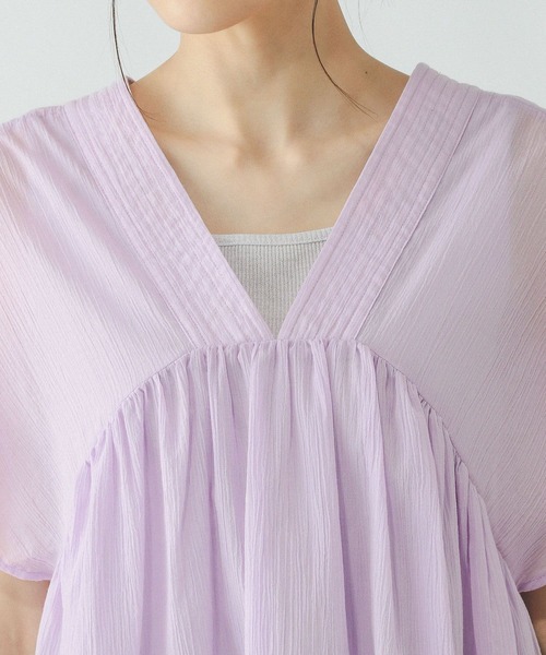 GLOBAL WORK（グローバルワーク）の「エアリーリラックスギャザーブラウス/325956（シャツ/ブラウス・レディース・ブラック/オフホワイト/テラコッタ/マスタード/ラベンダー/ダークブラウン・MEDIUM/LARGE）」の10枚目の写真