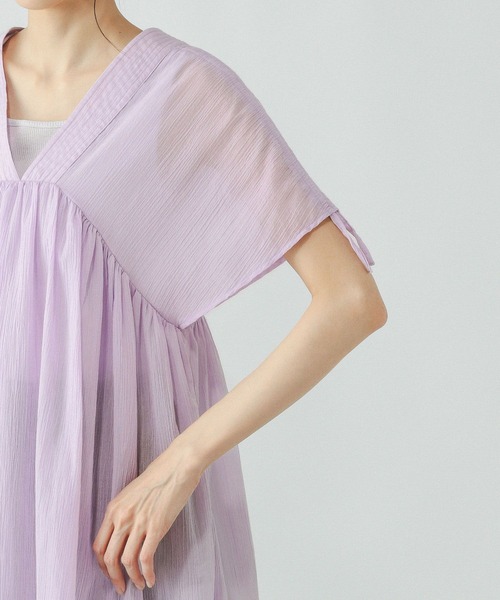 GLOBAL WORK（グローバルワーク）の「エアリーリラックスギャザーブラウス/325956（シャツ/ブラウス・レディース・ブラック/オフホワイト/テラコッタ/マスタード/ラベンダー/ダークブラウン・MEDIUM/LARGE）」の9枚目の写真