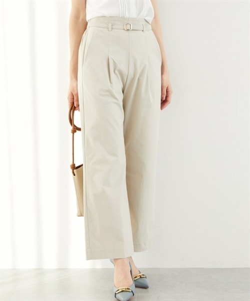 7days Life Styling（セブンデイズライフスタイリング）の「ドライタッチストレッチベルト付きワイドパンツ（ストレッチ・接触冷感・UVカット）＜大きいサイズ有＞（スラックス・レディース・イエロー/ベージュ/ブラック・S/M/L/LL/3L）」の3枚目の写真