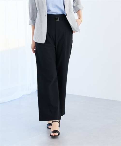 7days Life Styling（セブンデイズライフスタイリング）の「ドライタッチストレッチベルト付きワイドパンツ（ストレッチ・接触冷感・UVカット）＜大きいサイズ有＞（スラックス・レディース・イエロー/ベージュ/ブラック・S/M/L/LL/3L）」の4枚目の写真