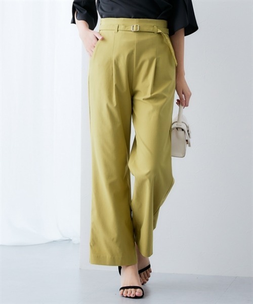 7days Life Styling（セブンデイズライフスタイリング）の「ドライタッチストレッチベルト付きワイドパンツ（ストレッチ・接触冷感・UVカット）＜大きいサイズ有＞（スラックス・レディース・イエロー/ベージュ/ブラック・S/M/L/LL/3L）」の12枚目の写真