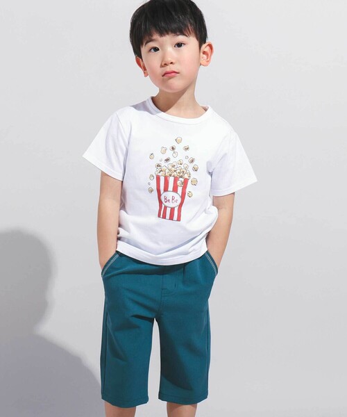 BeBe（ベベ）の「【WEB限定】ツイルストレッチポケットロゴプリントハーフパンツ(100~140cm)（その他パンツ・キッズ・グリーン/グレー・130cm/120cm/110cm/140cm/100cm）」の4枚目の写真