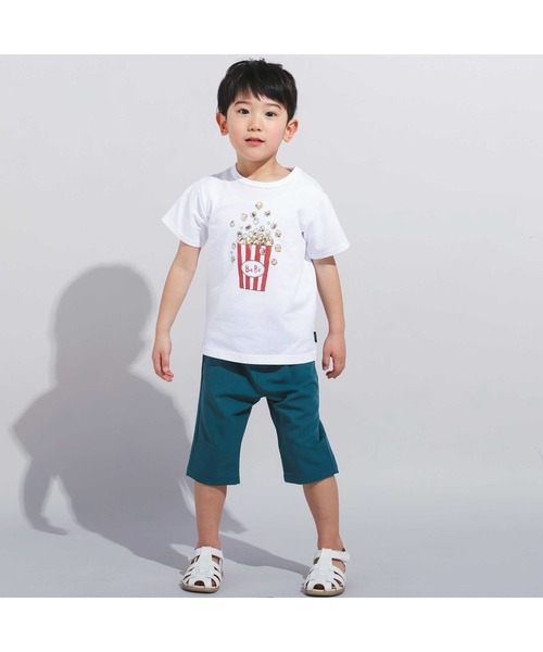 BeBe（ベベ）の「【WEB限定】ツイルストレッチポケットロゴプリントハーフパンツ(100~140cm)（その他パンツ・キッズ・グリーン/グレー・130cm/120cm/110cm/140cm/100cm）」の3枚目の写真