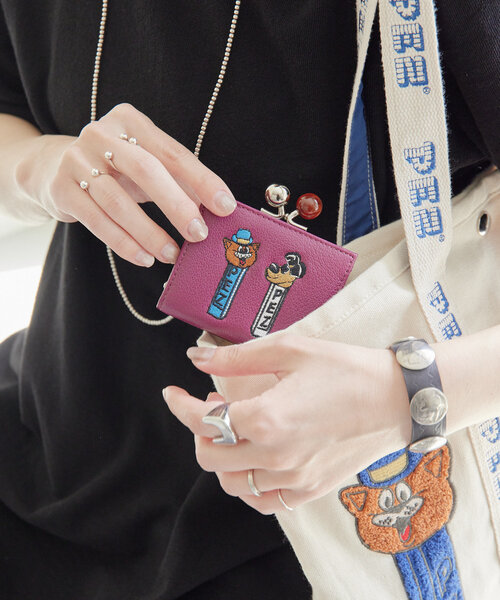 【PEZ(ペッツ)× ear】コラボ/本革/コンパクト/刺しゅう折り財布 ear PAPILLONNER 財布 「PEZ(ペッツ) ×ear」本革/コラボ三つ折り